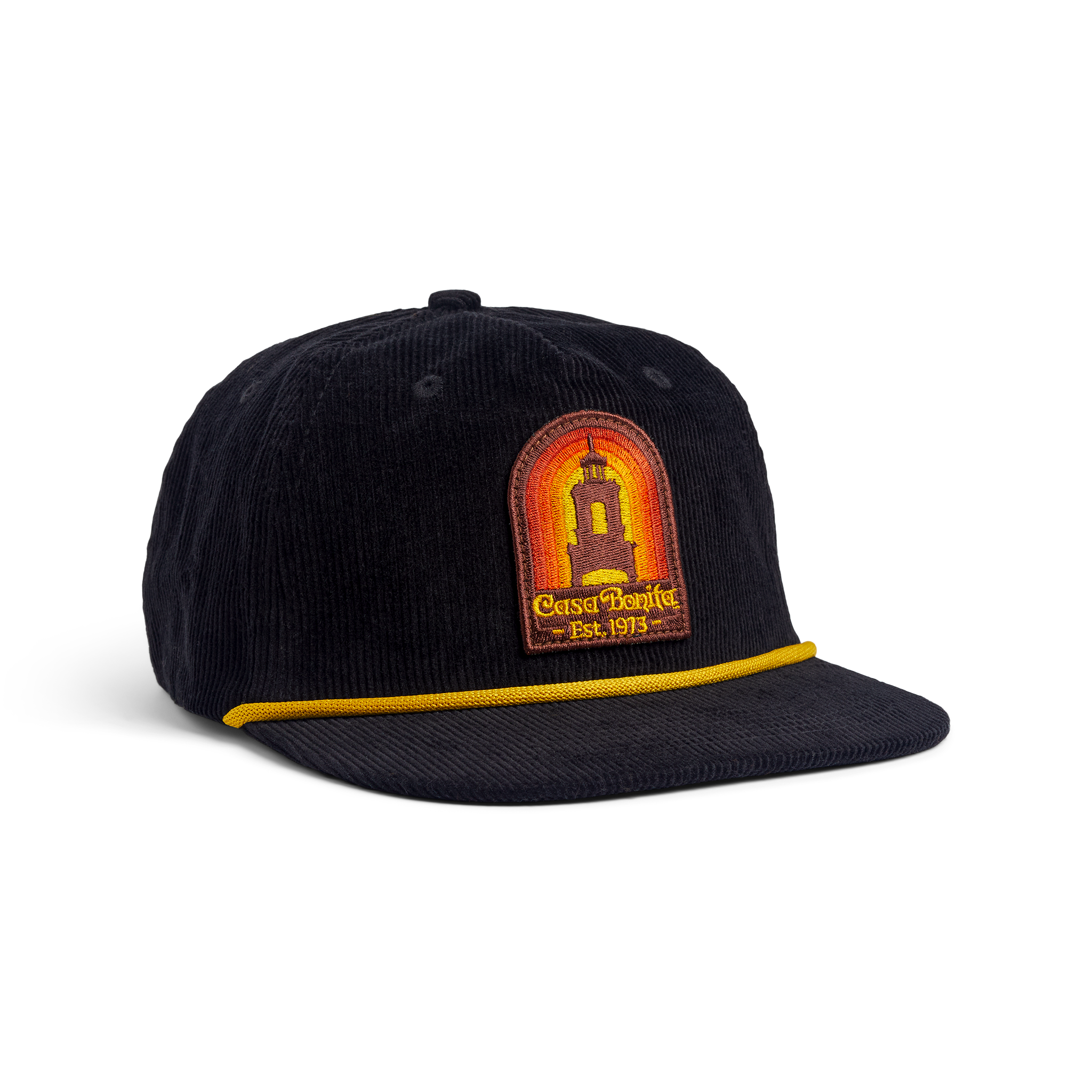 Casa Bonita Black Corduroy Sunset Tower Flat Brim Hat