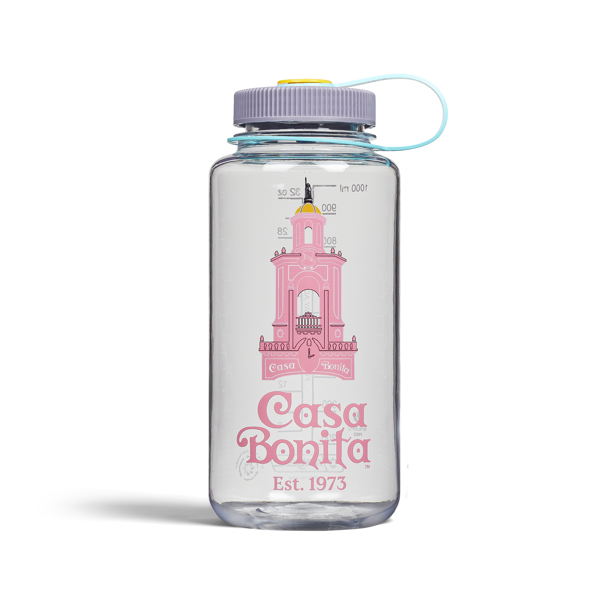 Casa Bonita Clear Pink Tower Nalgene Bottle