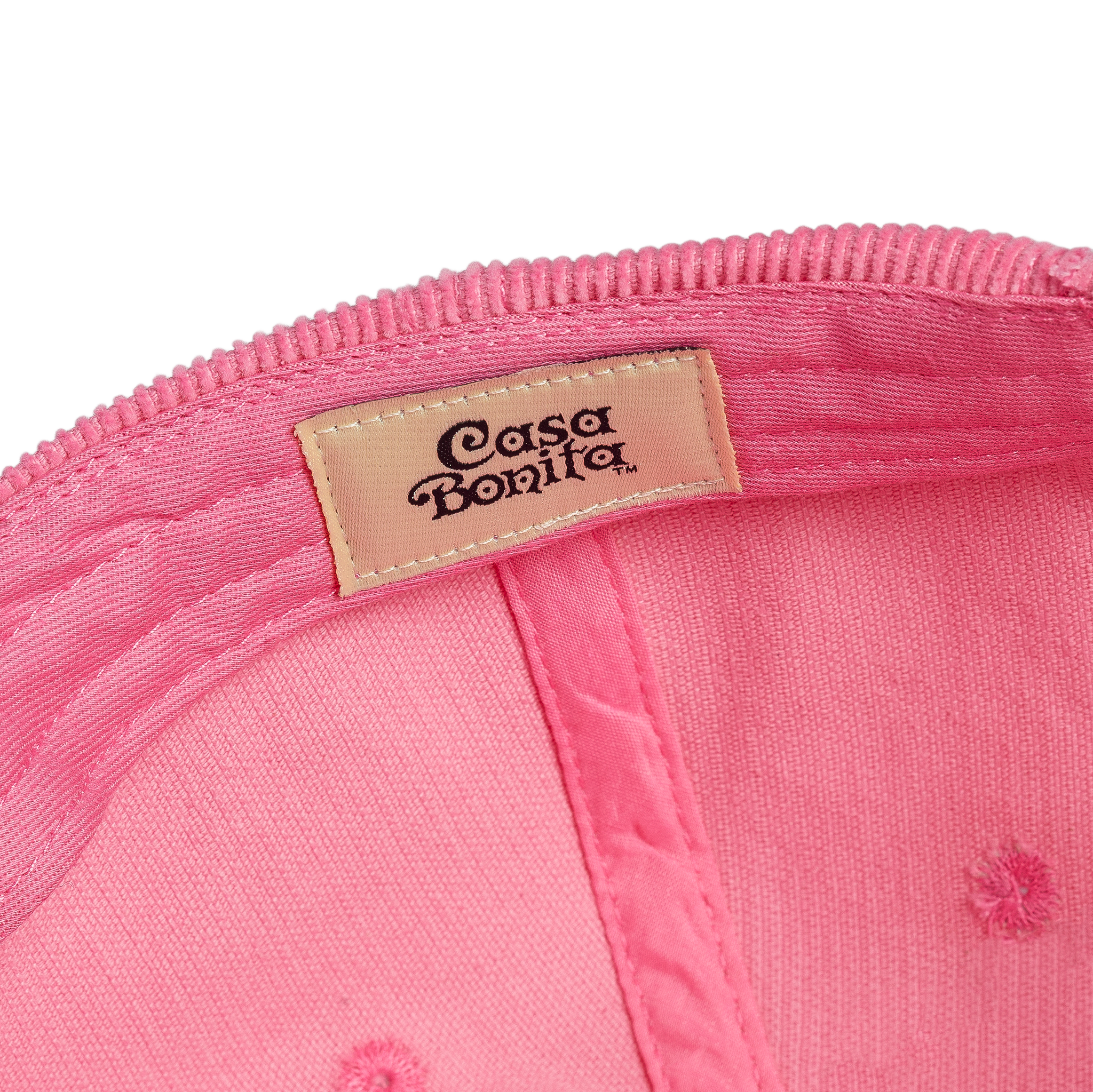 Casa Bonita Pink Corduroy Chain Stitch Logo Flat Brim Hat