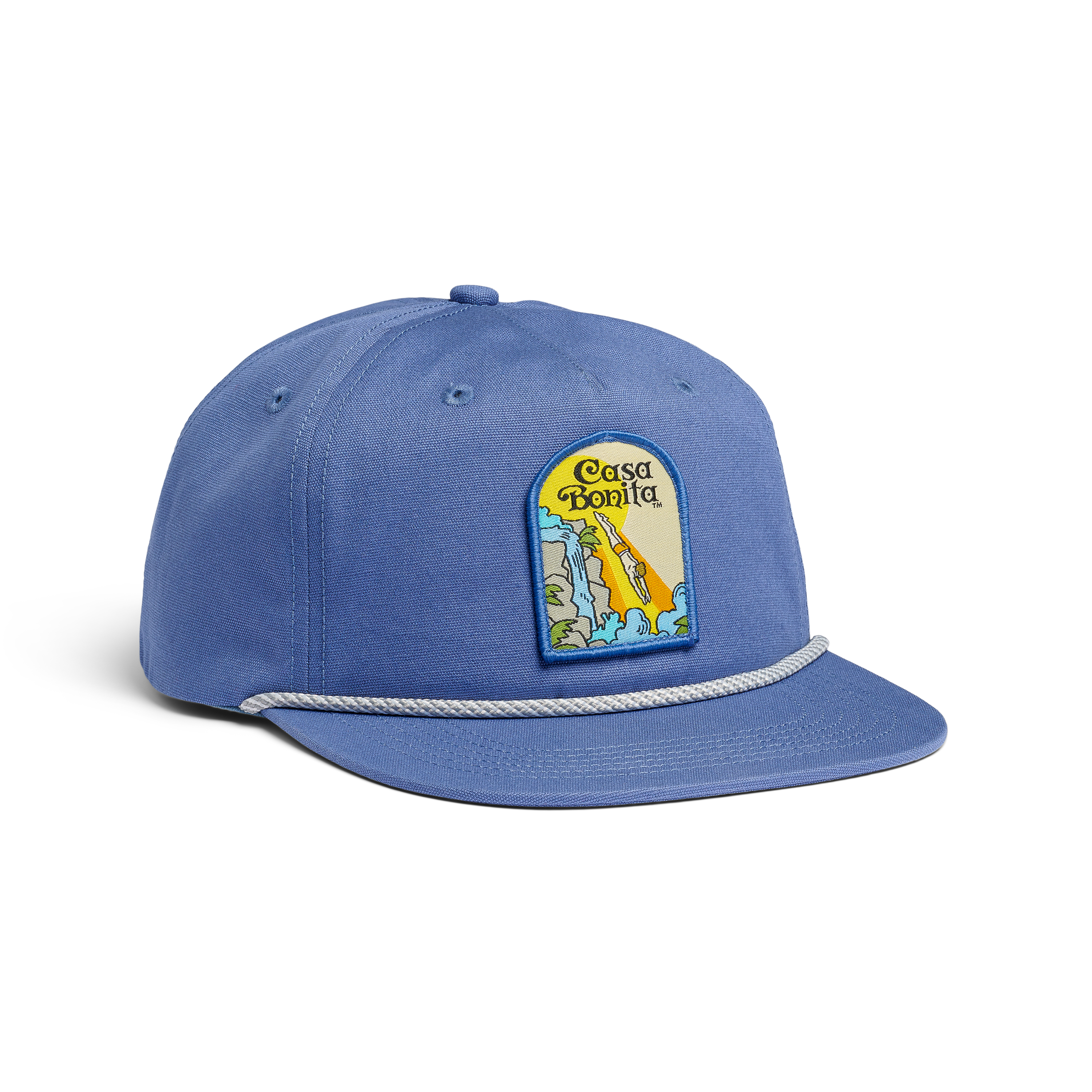 Casa Bonita Teal Blue Retro Diver Flat Brim Hat