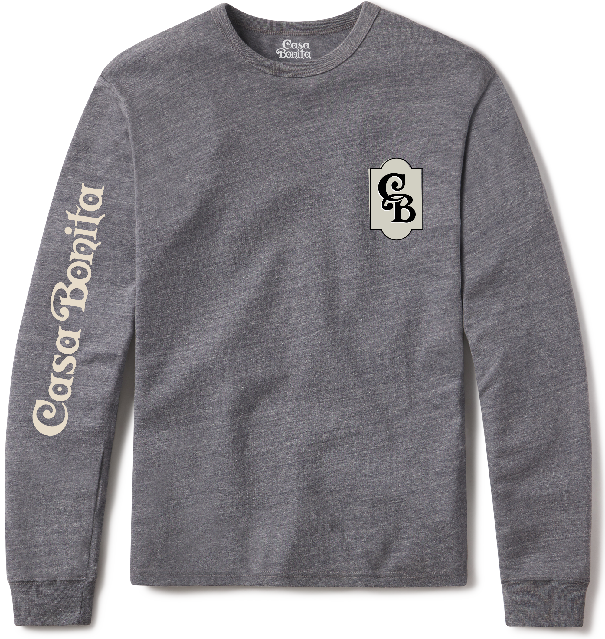 Casa Bonita Heather Gray Offset Monogram Long Sleeve T-Shirt