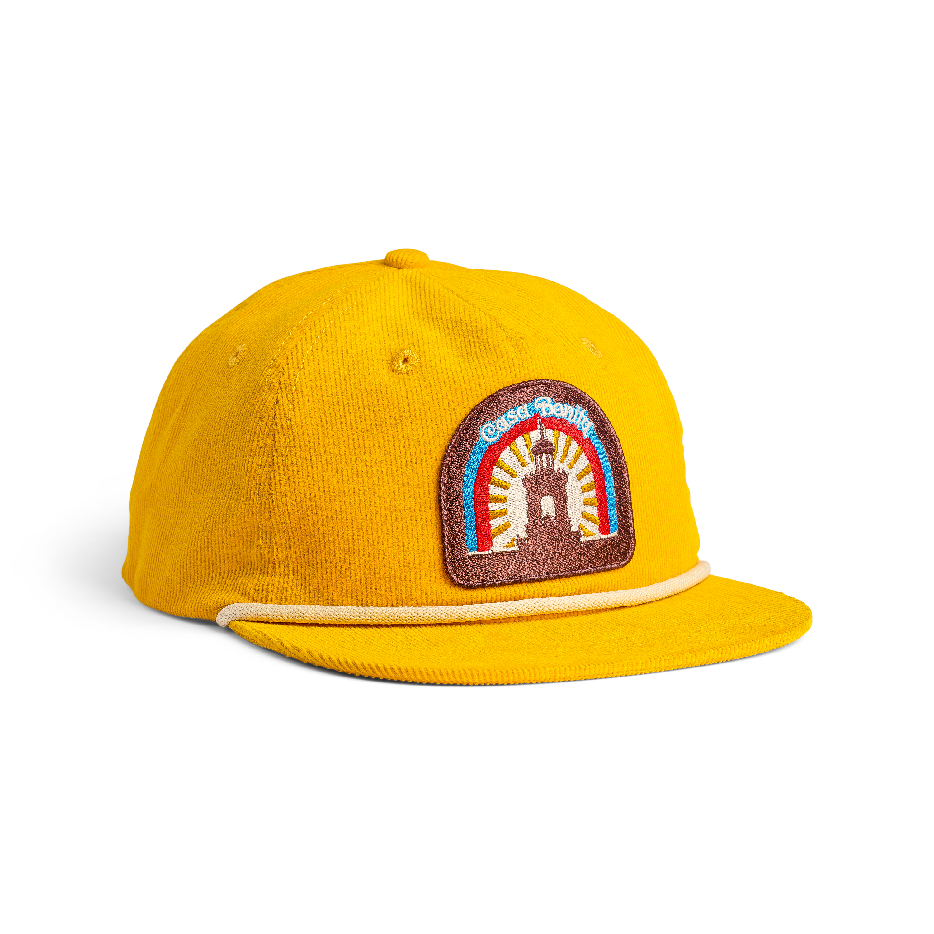 Casa Bonita Mustard Corduroy Sunrise Tower Flat Brim Hat