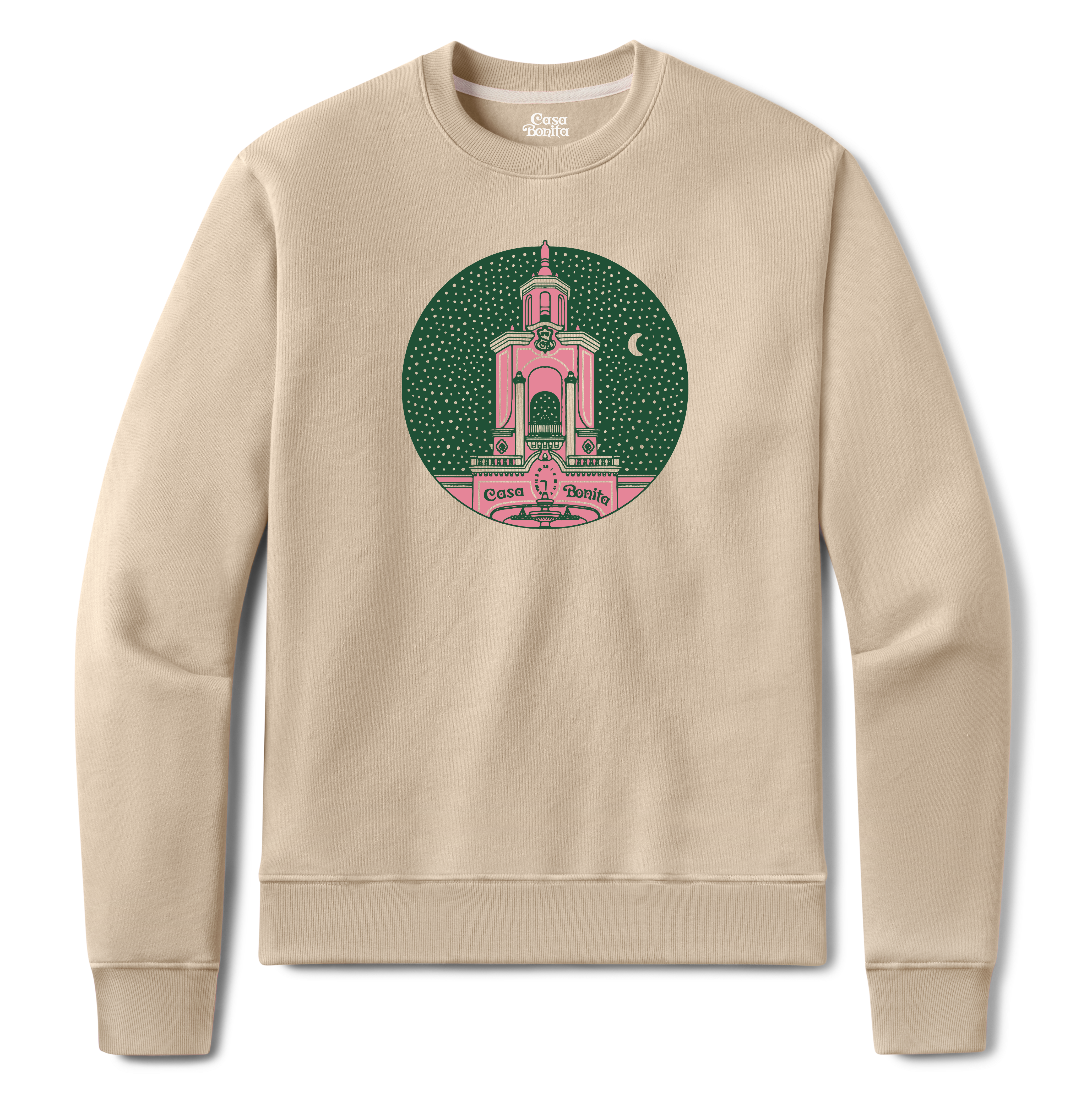 Casa Bonita Beige Twilight Tower Crew Sweatshirt
