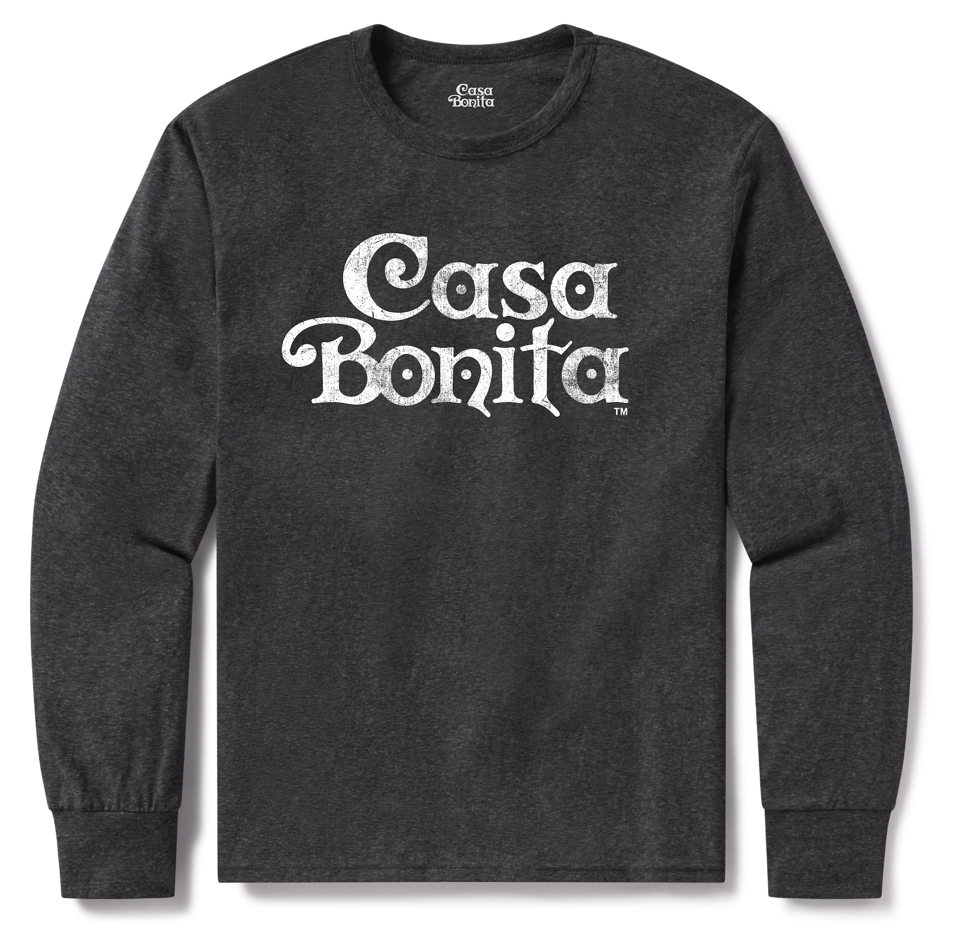 Casa Bonita Charcoal Distressed Logo Long Sleeve T-Shirt