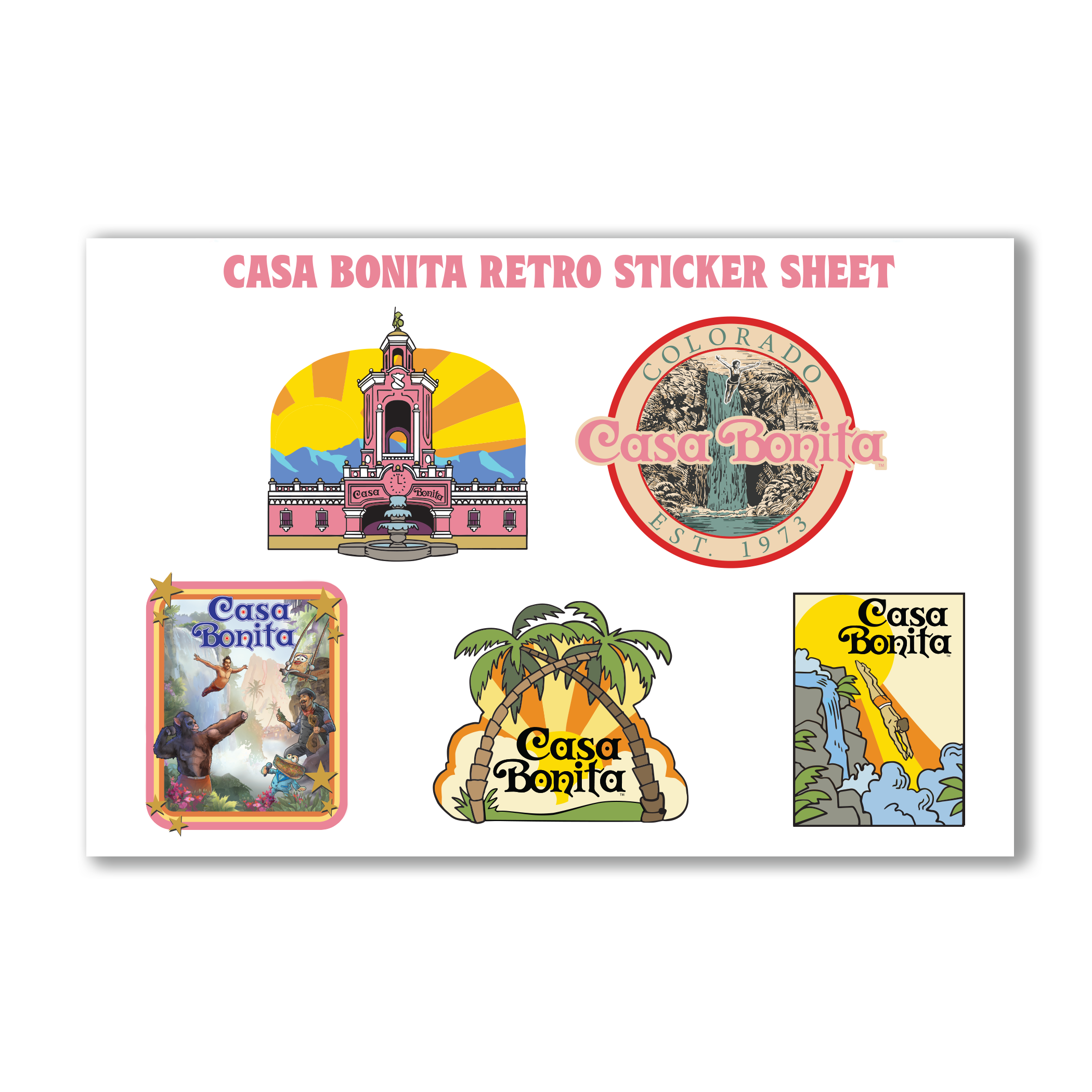 Casa Bonita Retro Sticker Sheet