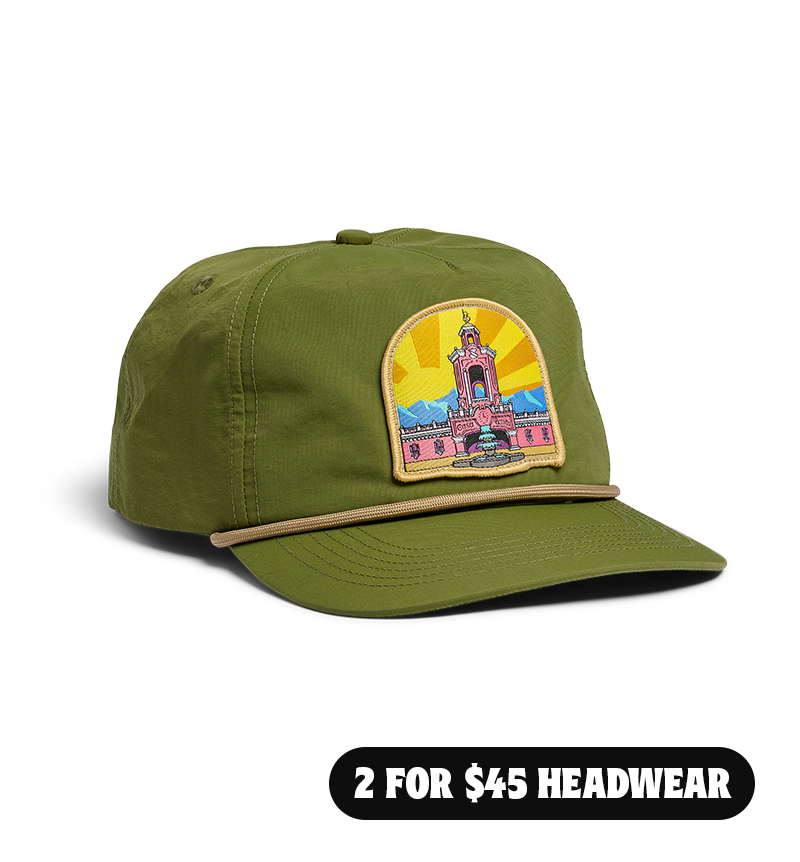 Casa Bonita Hunter Green Retro Tower Flat Brim Hat