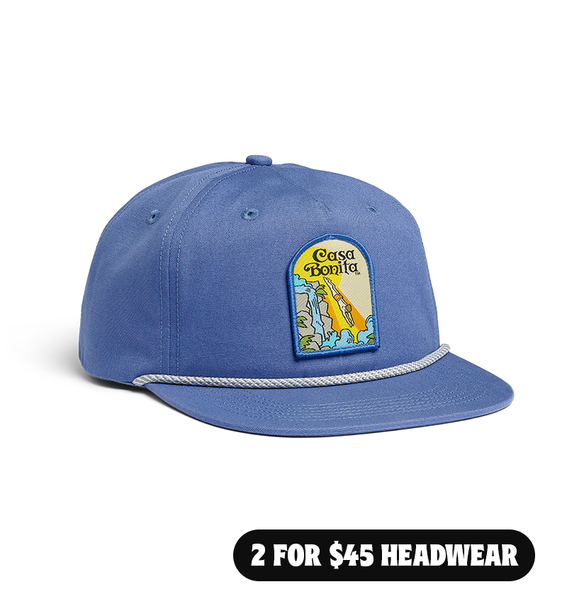 Casa Bonita Teal Blue Retro Diver Flat Brim Hat