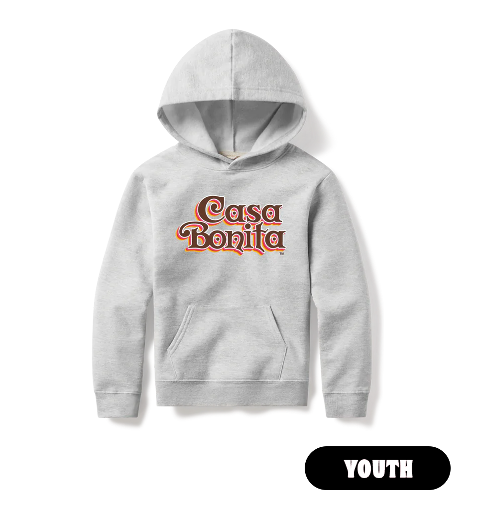 Casa Bonita Youth Ash Gray Retro Logo Hoodie