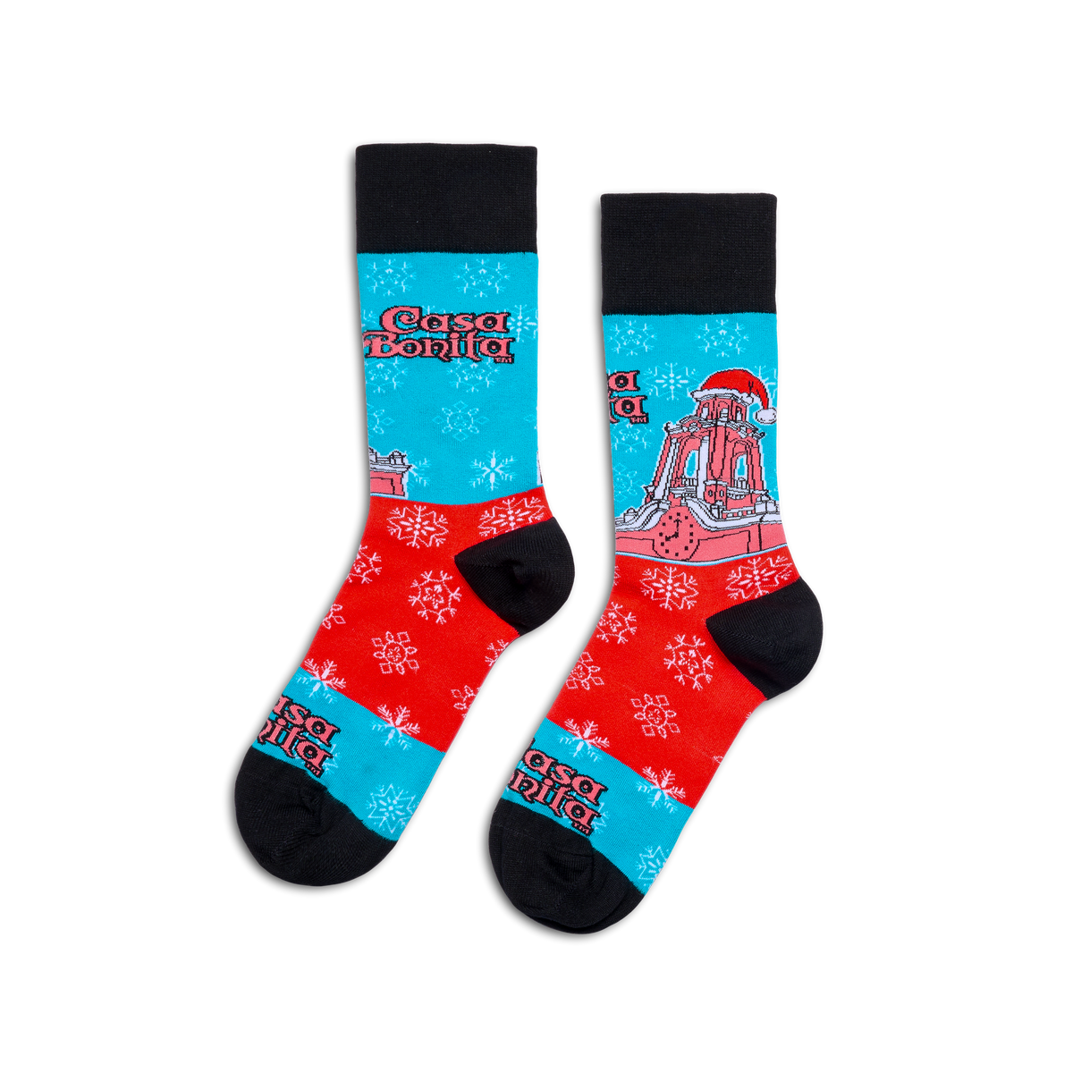 Casa Bonita Snowy Tower Ugly Christmas Sweater Socks