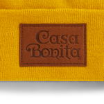 Casa Bonita Mustard Leather Patch Beanie