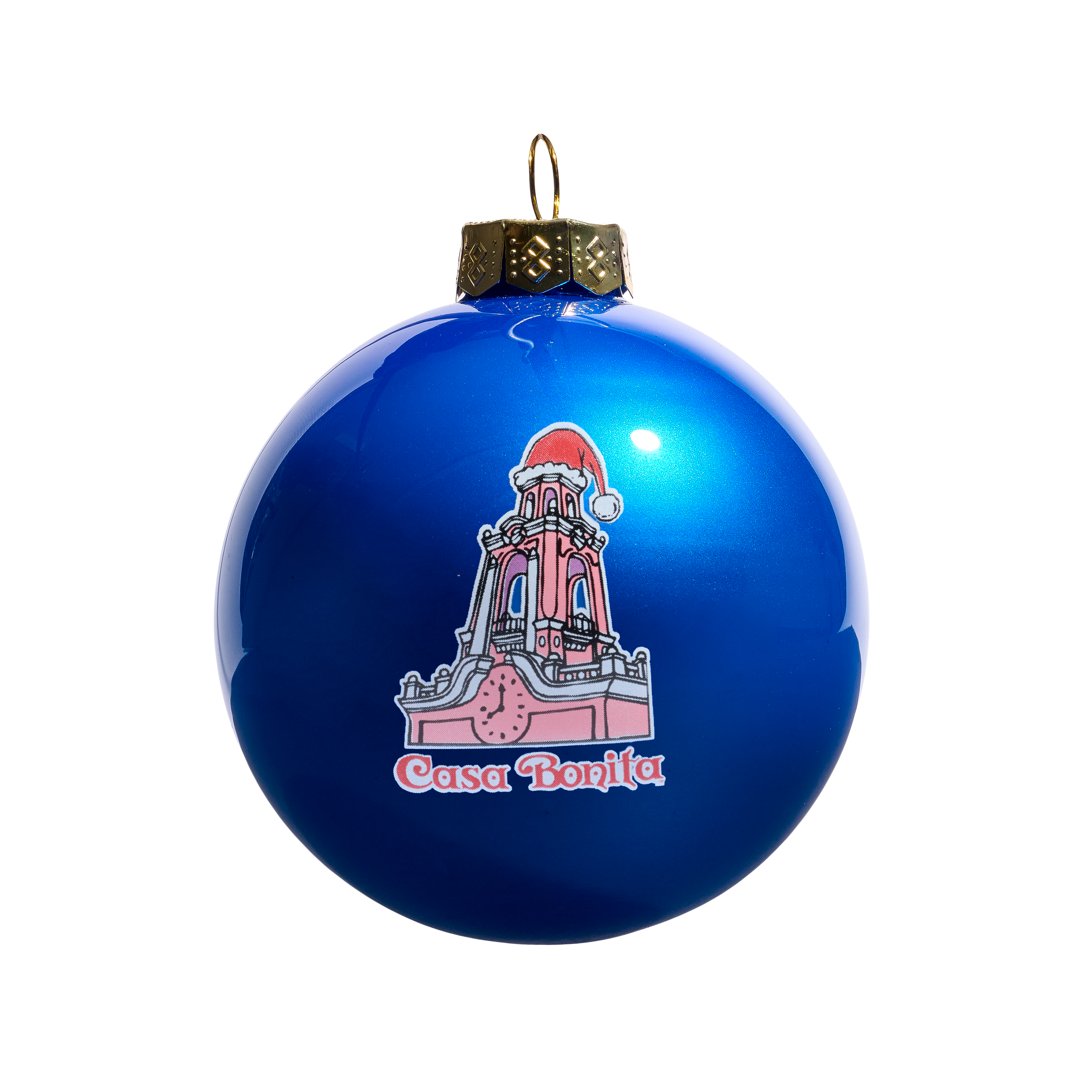 Casa Bonita Snowy Tower Glass Ball Ornament