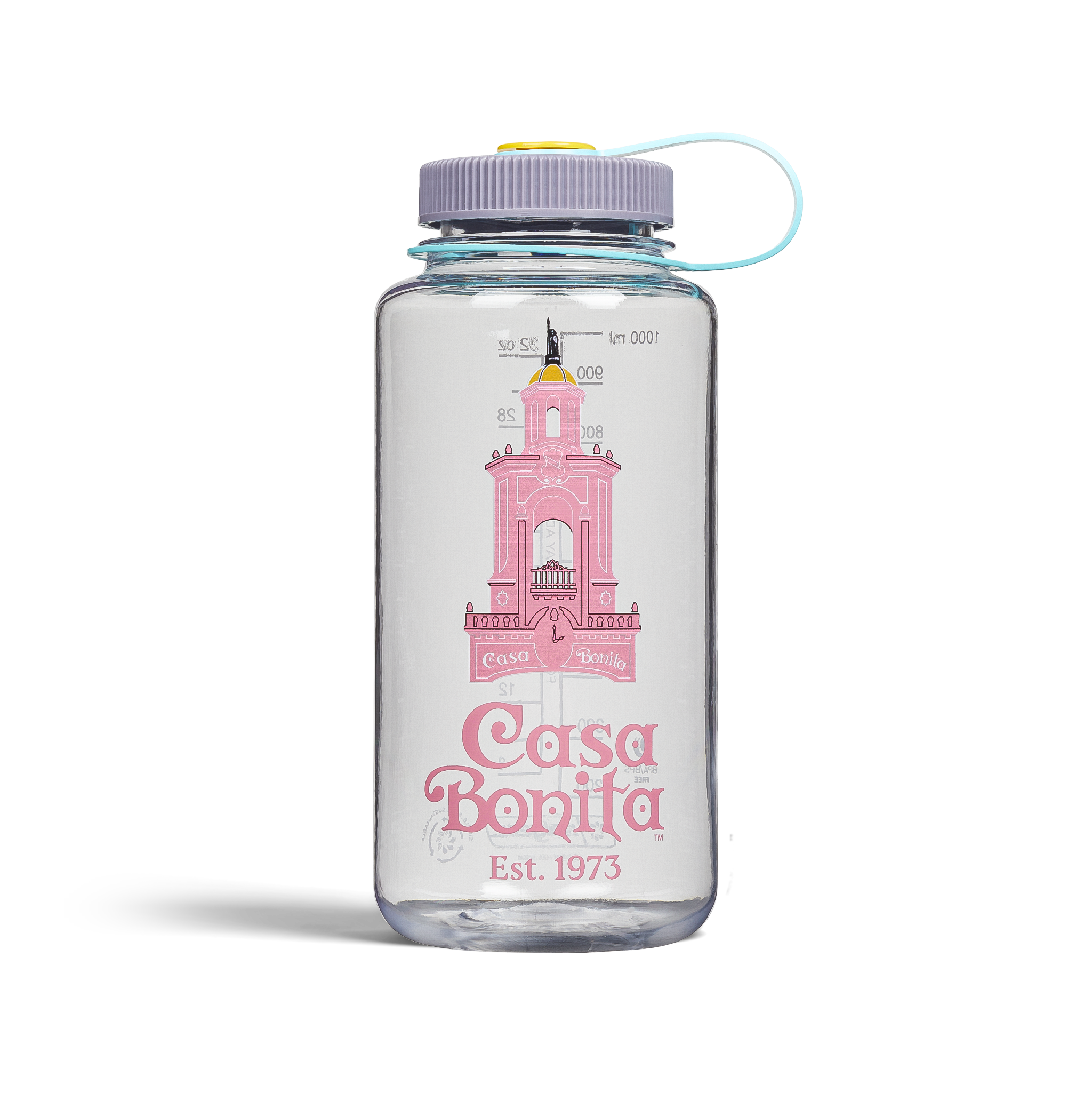 Casa Bonita 32oz Clear Pink Tower Nalgene Bottle