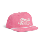 Casa Bonita Pink Corduroy Chain Stitch Logo Flat Brim Hat