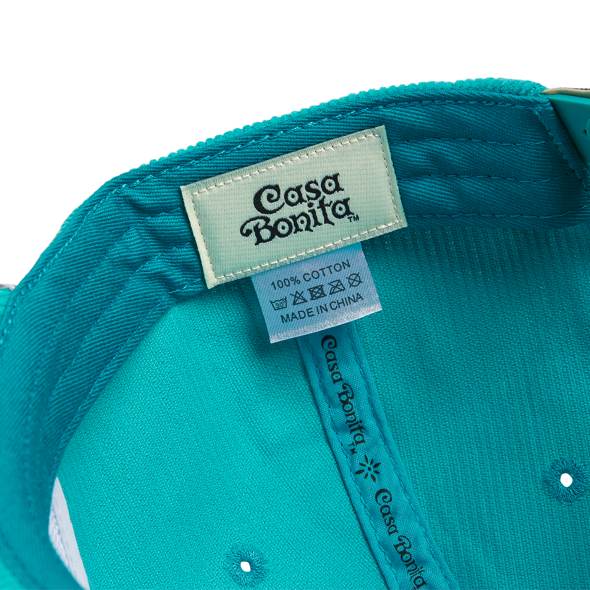 Casa Bonita Teal Corduroy and Cream Chain Stitched Unstructured Snapback