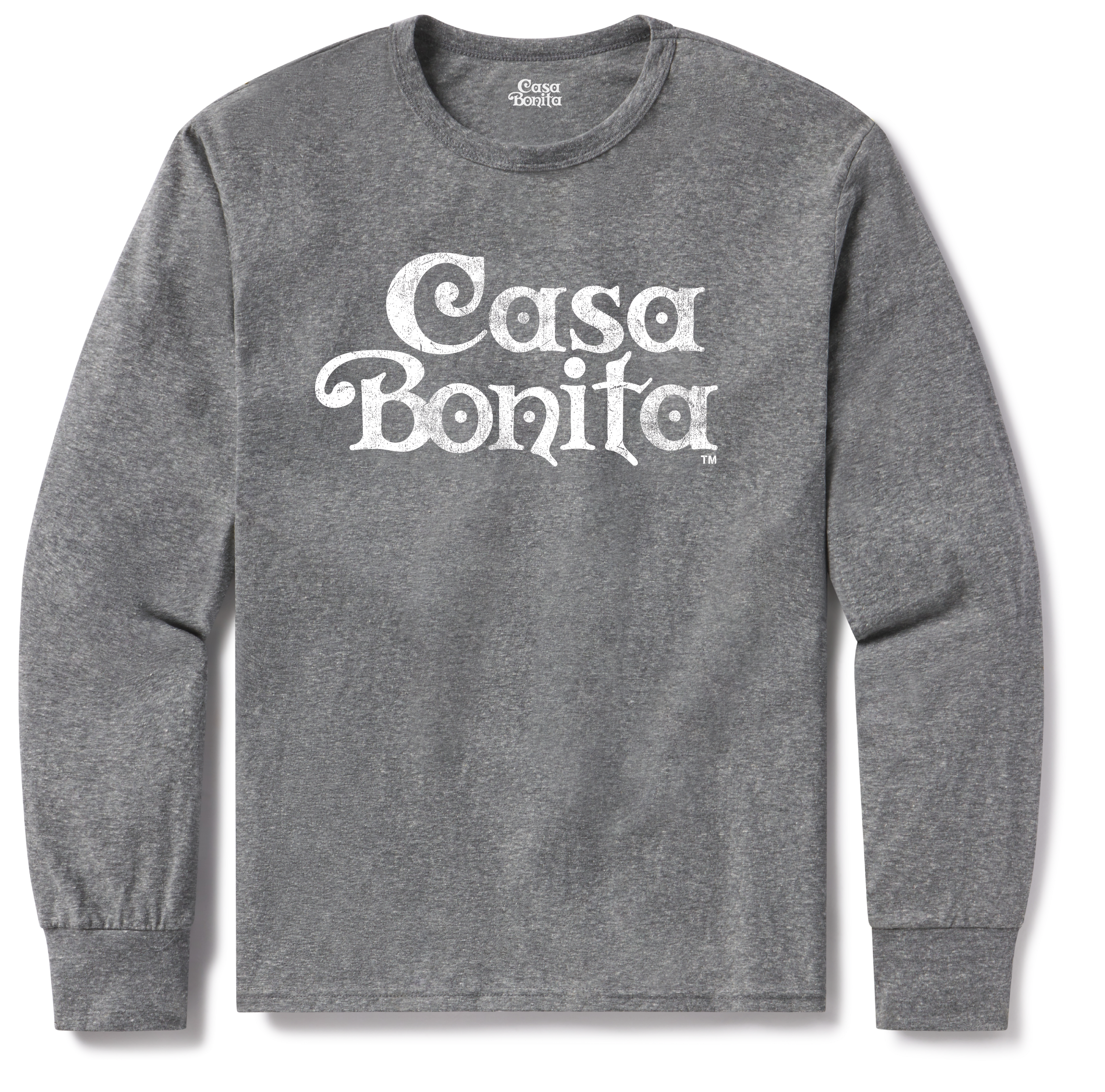 Casa Bonita Heather Gray Distressed Logo Long Sleeve T-Shirt