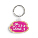 Casa Bonita Pink Scroll Crest Keychain