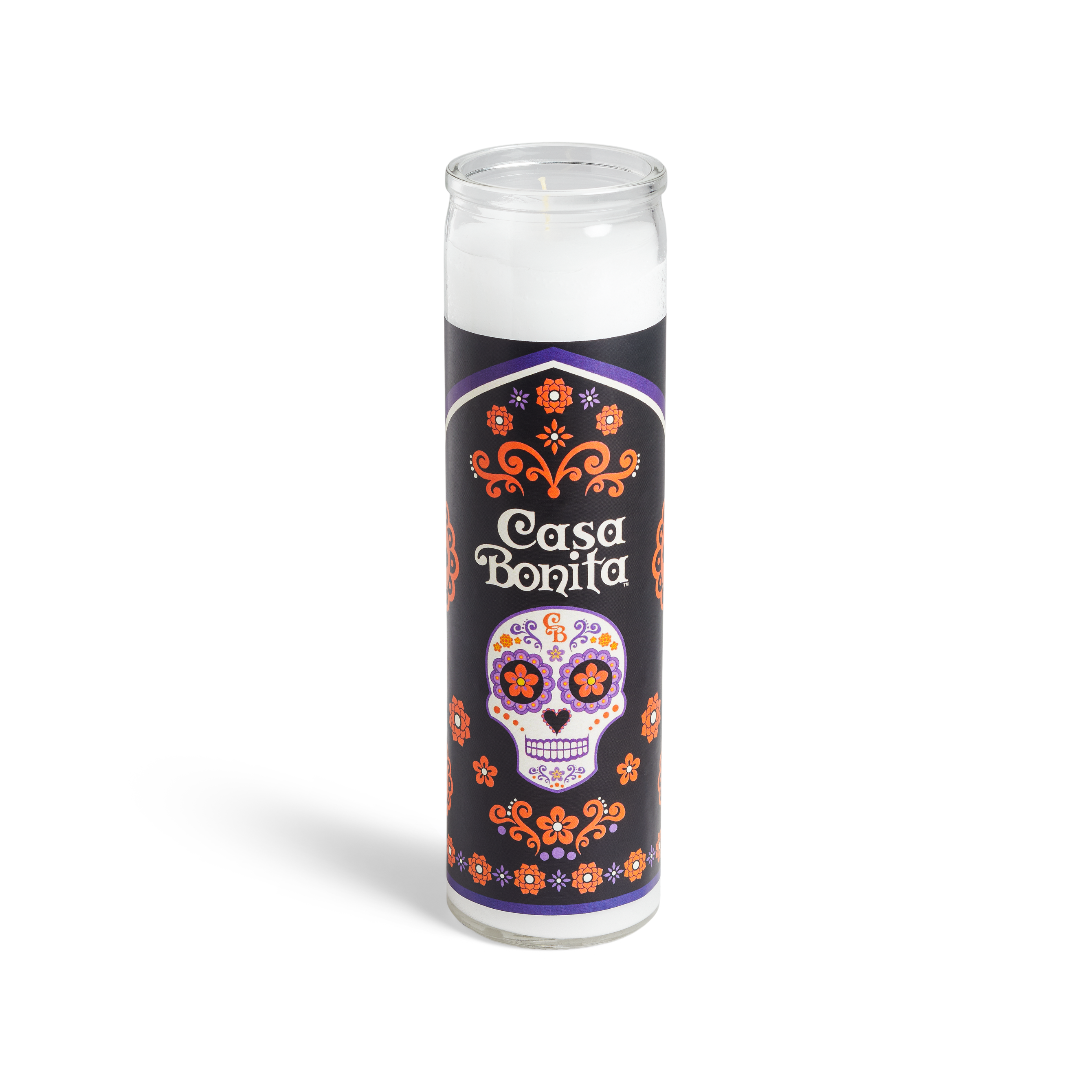 Casa Bonita Purple Sugar Skull Prayer Candle