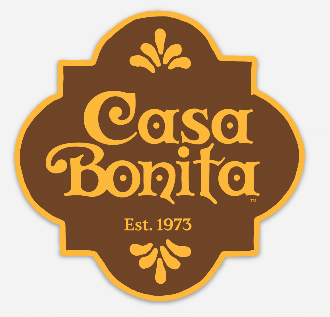 Casa Bonita Brown Shield Die Cut Sticker