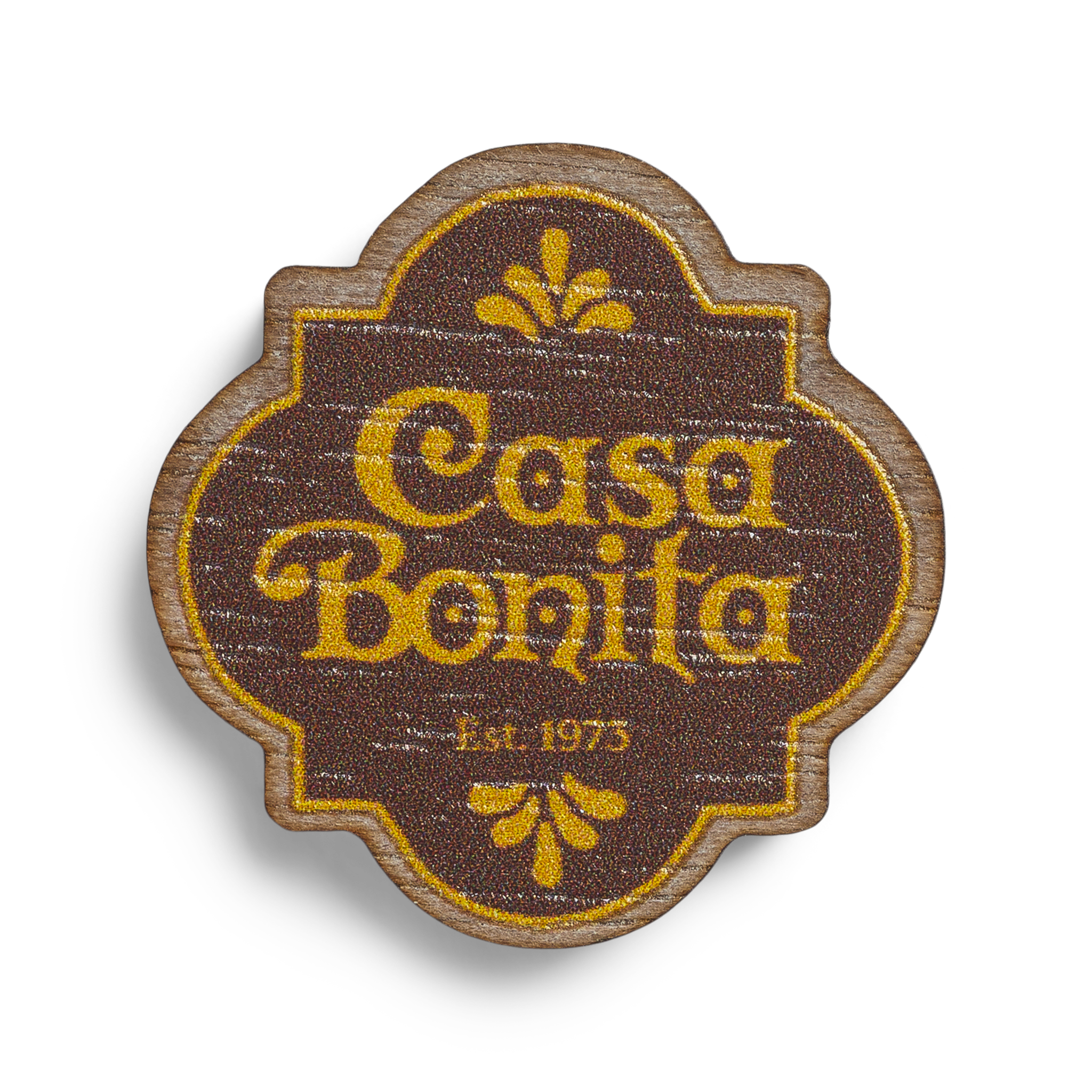 Casa Bonita Brown Shield Wooden Pin