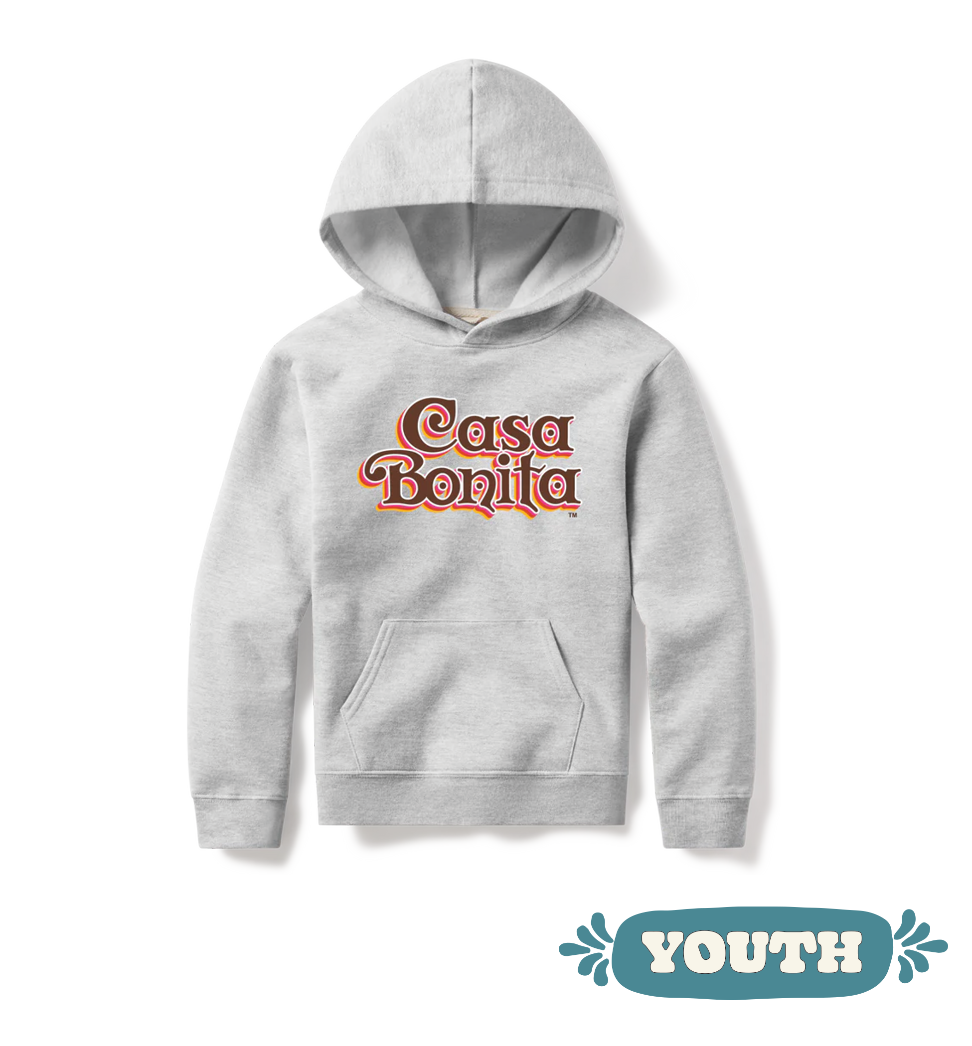 Casa Bonita Youth Ash Gray Retro Logo Hoodie