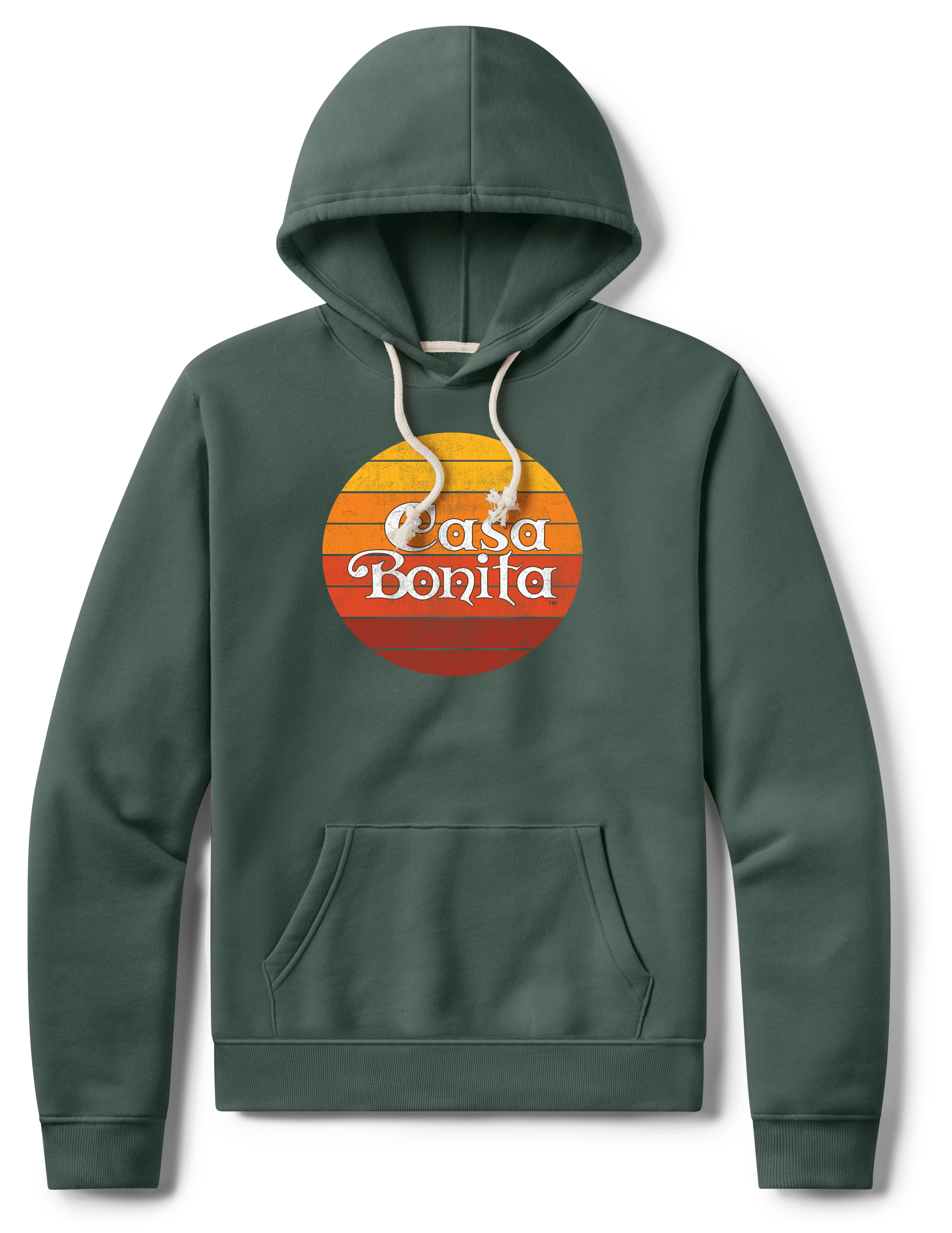Casa Bonita Hunter Green Sunset Circle Hoodie