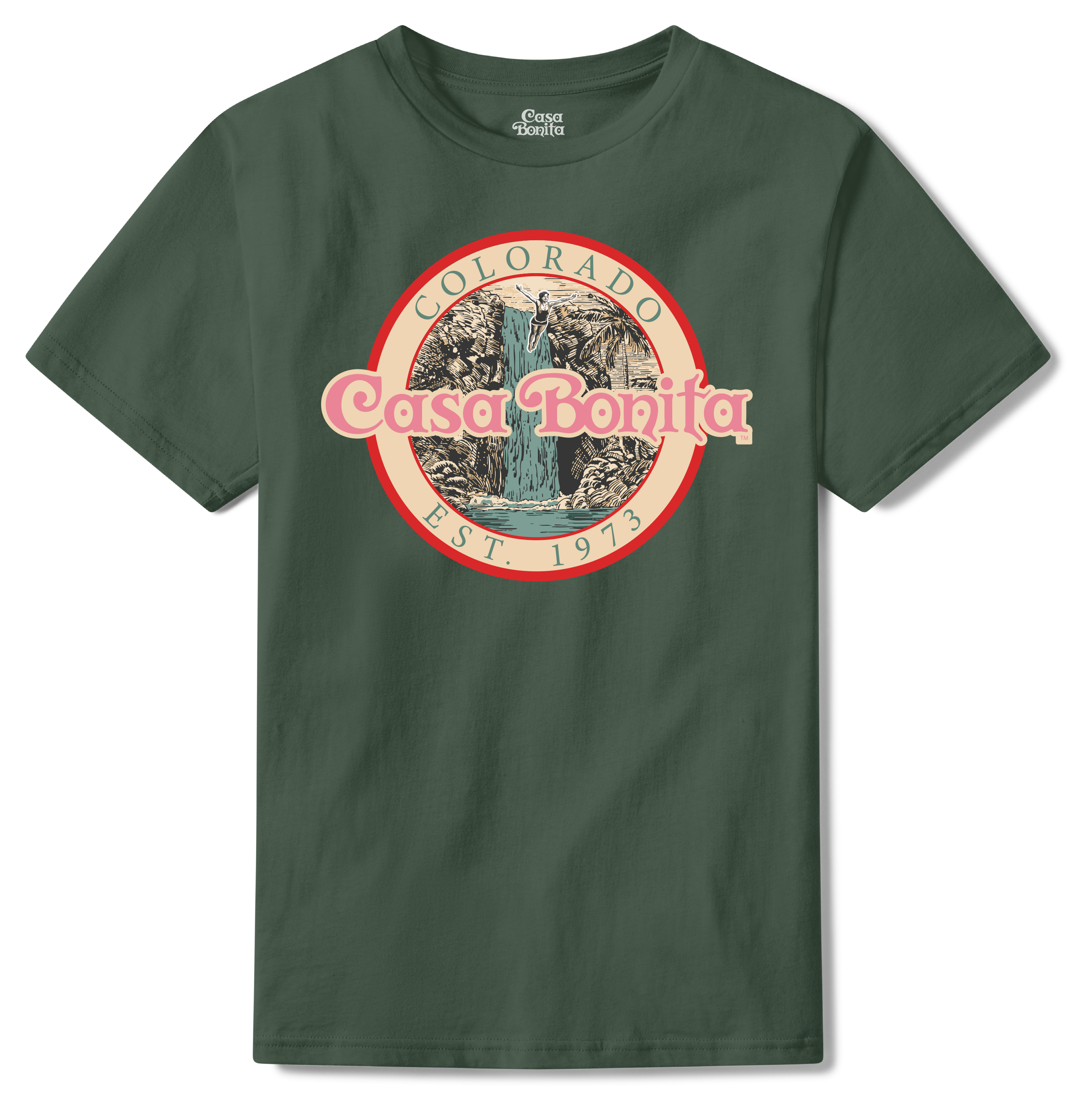 Casa Bonita Hunter Green Vintage Waterfall T-Shirt
