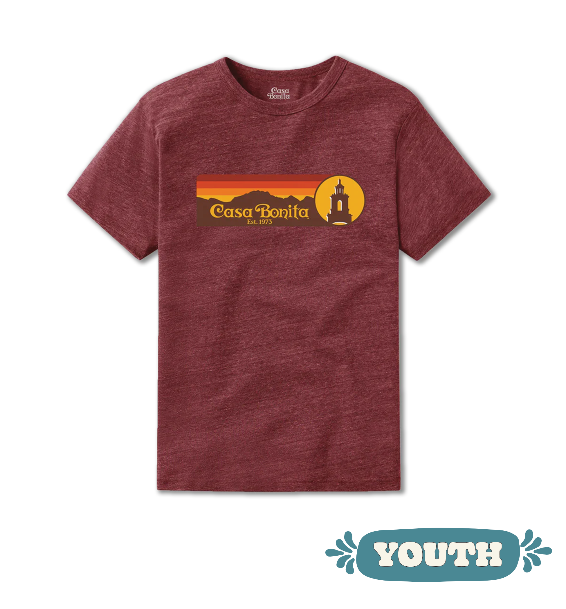 Casa Bonita Youth Maroon Front Range T-Shirt