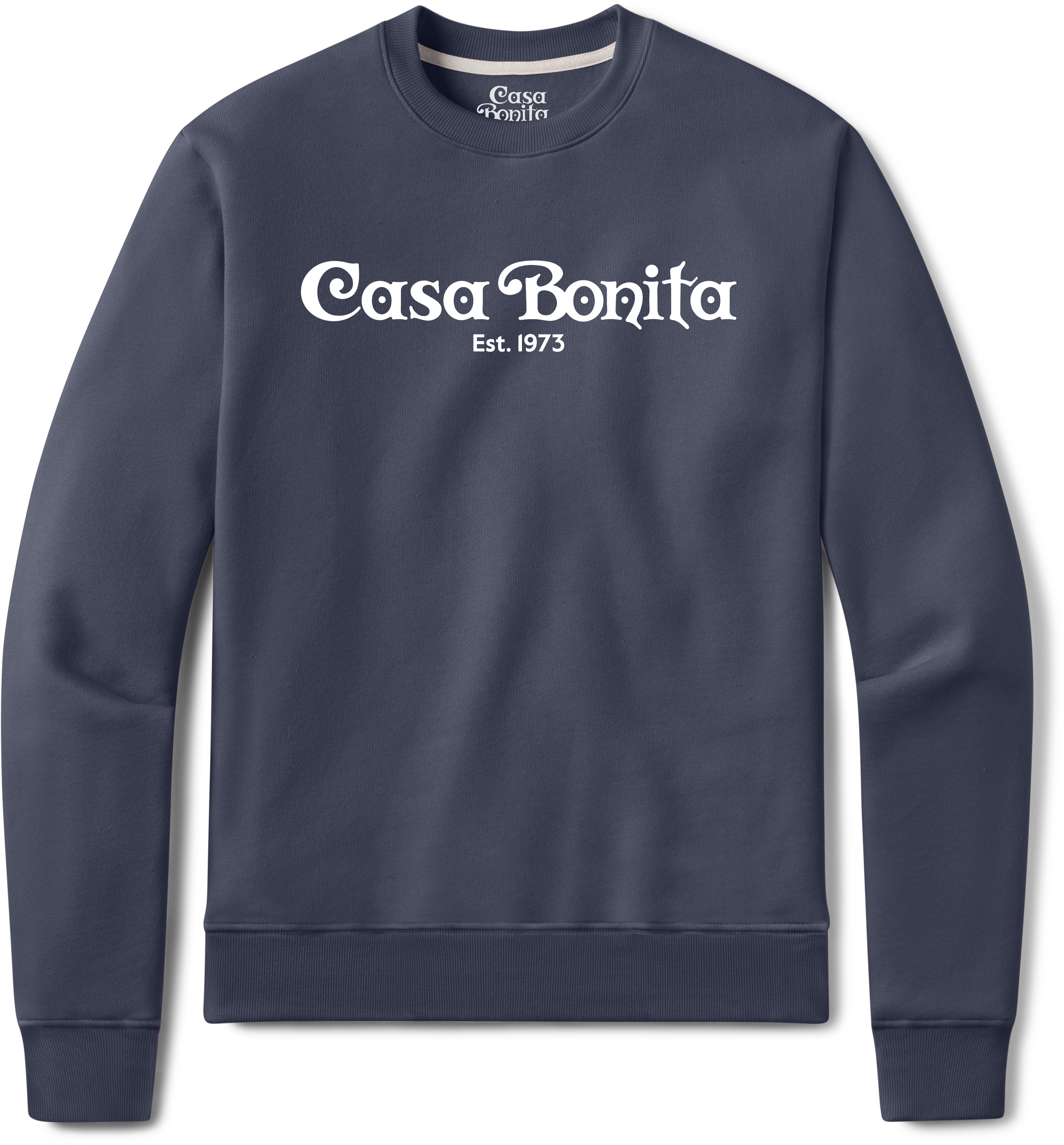 Casa Bonita Navy Est Logo Crew Sweatshirt