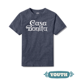 Casa Bonita Youth Navy Distressed White Wordmark T-Shirt