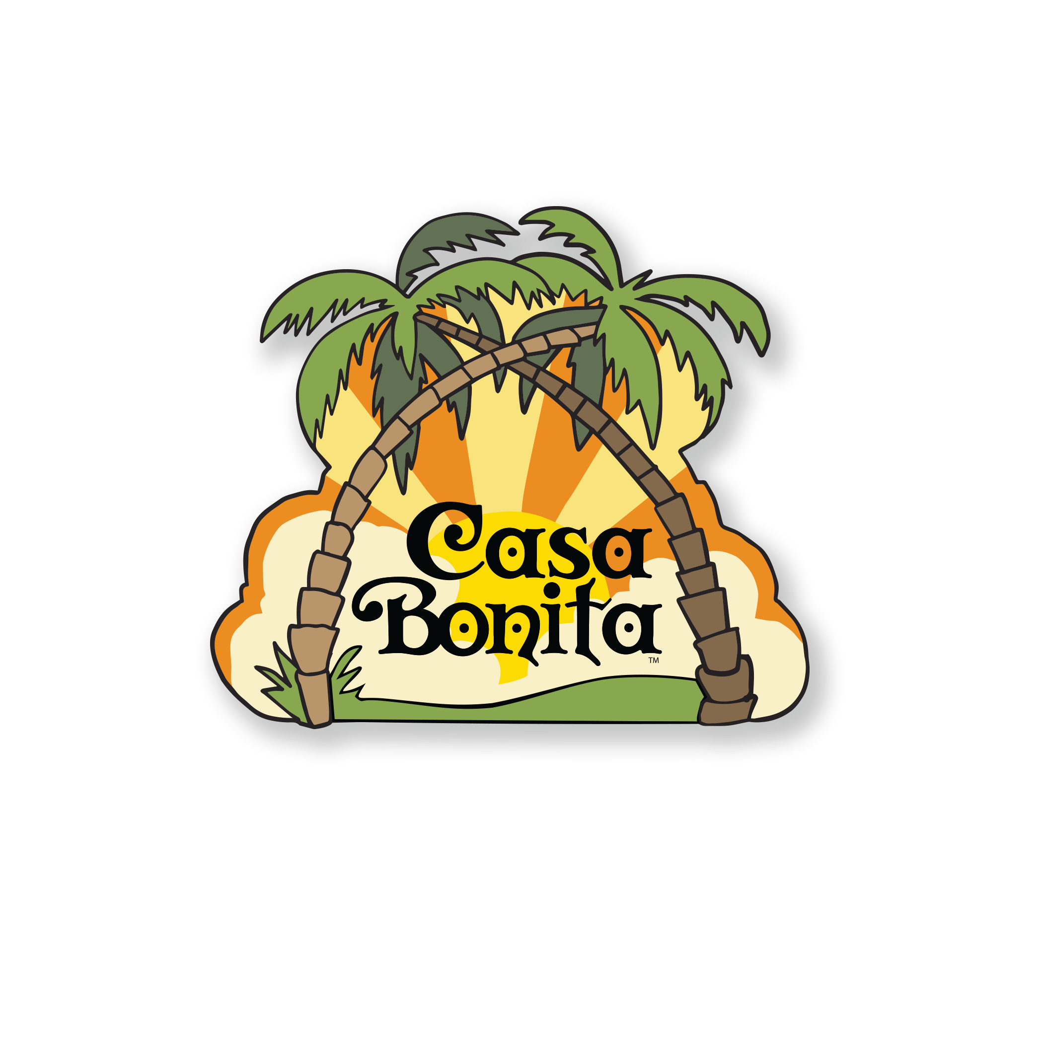 Casa Bonita Retro Palm Trees Sticker