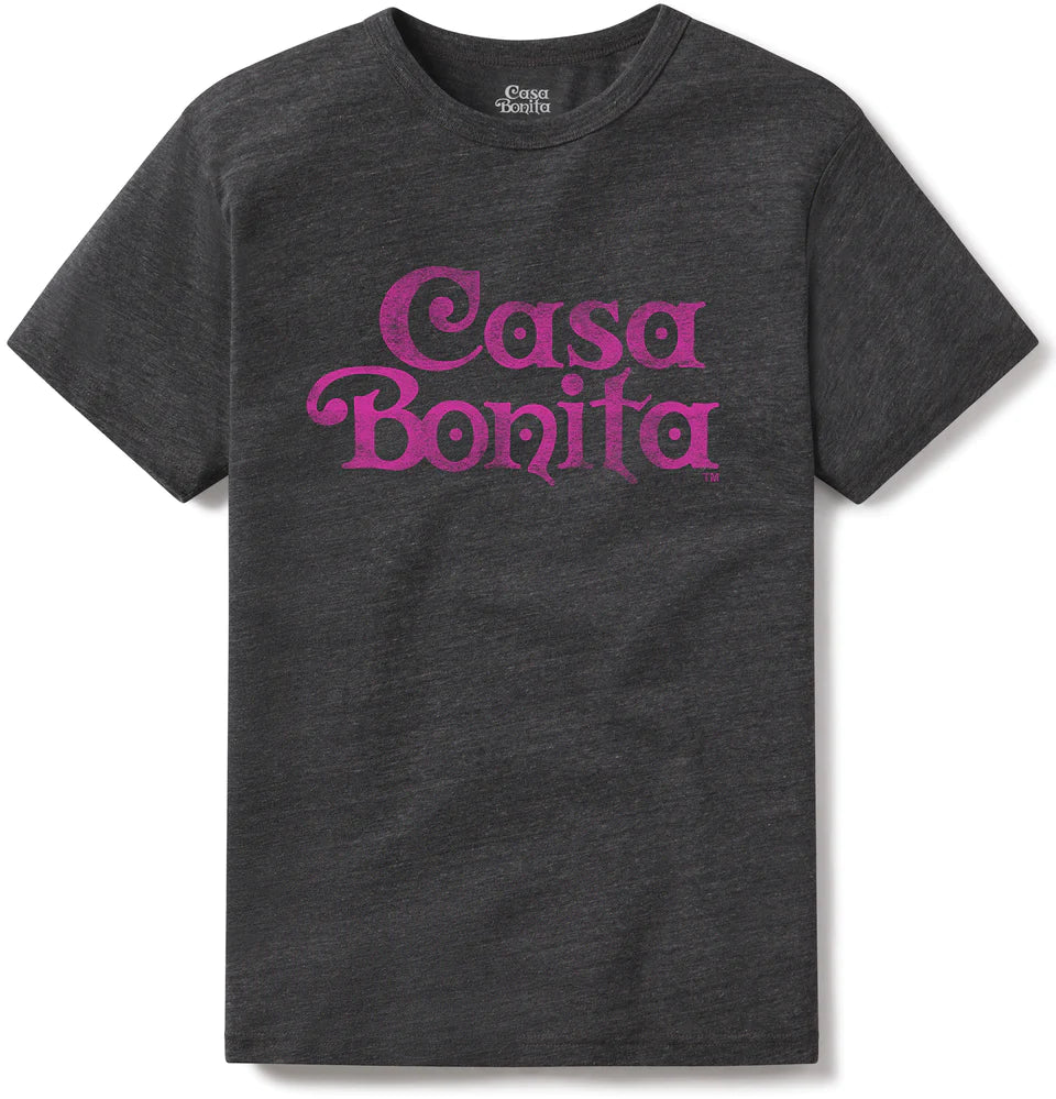 Casa Bonita Youth Gray Distressed Wordmark T-Shirt