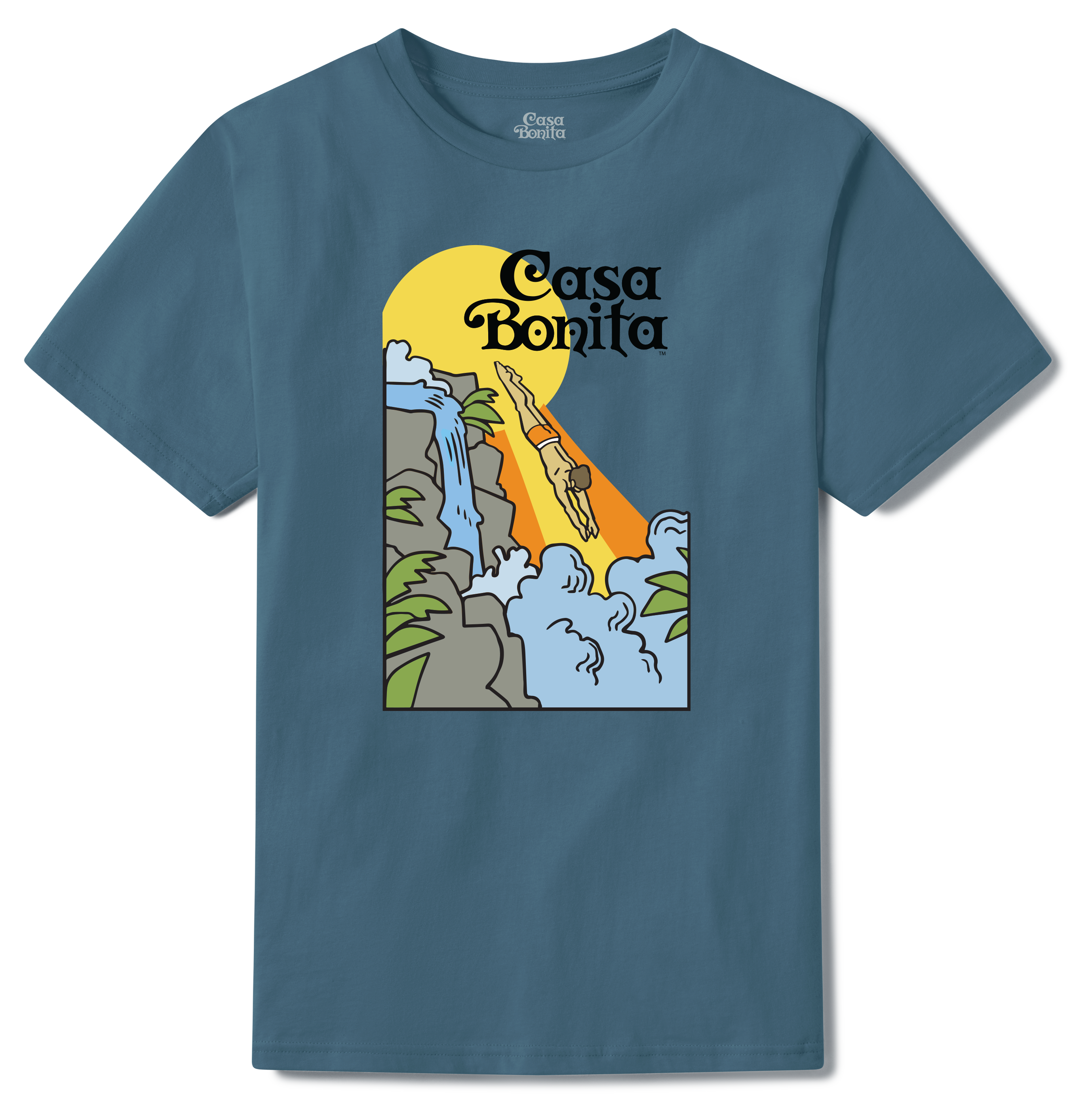 Casa Bonita Teal Blue Retro Diver T-Shirt