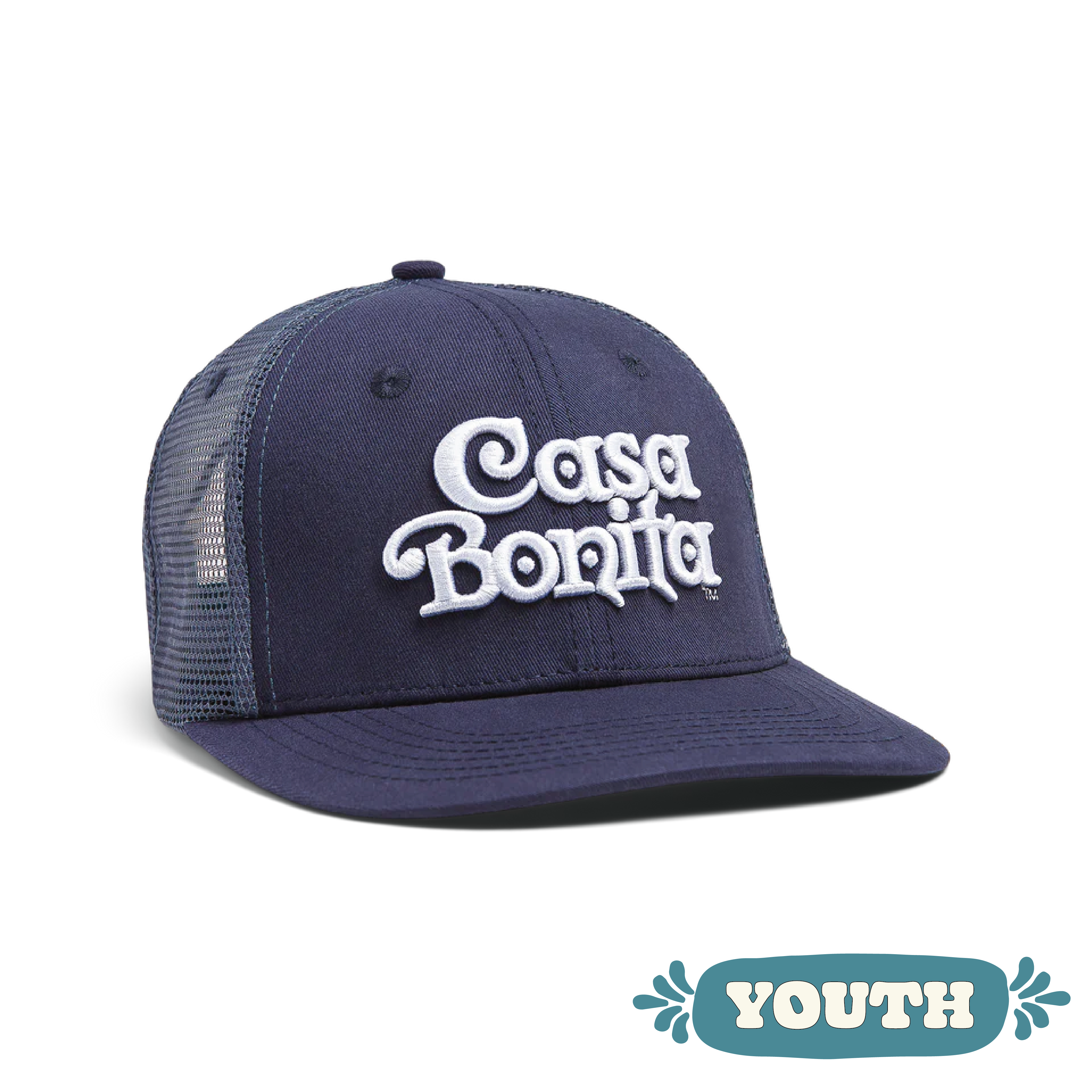 Casa Bonita Youth Navy Classic Logo Structured Trucker Snapback